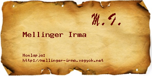 Mellinger Irma névjegykártya